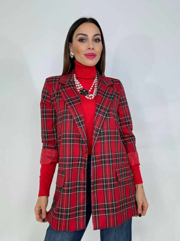 Blazer tartan rosso FEDERICA BI