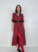 Abito tartan rosso FEDERICA BI