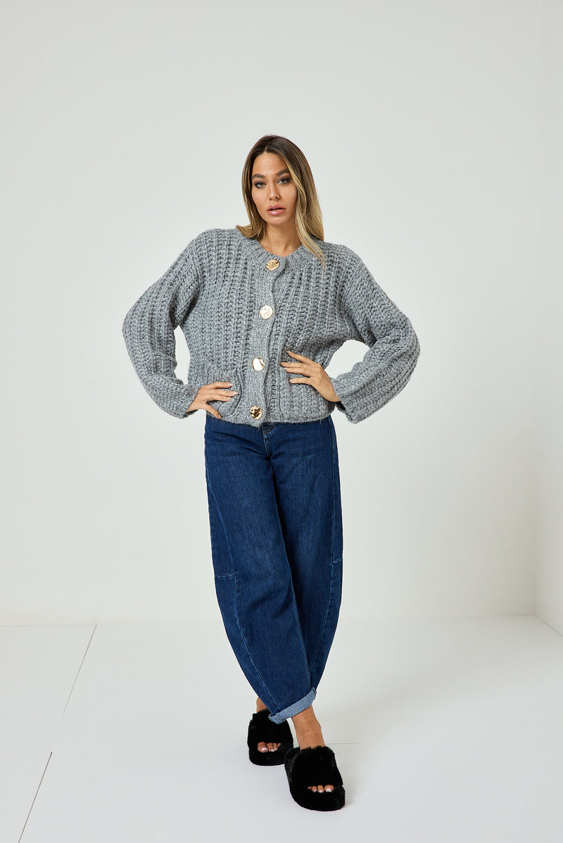 Cardigan bottone oro FEDERICA BI