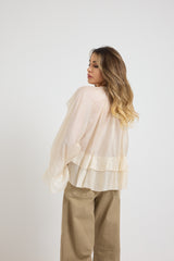 Camicia beige volant FEDERICA BI