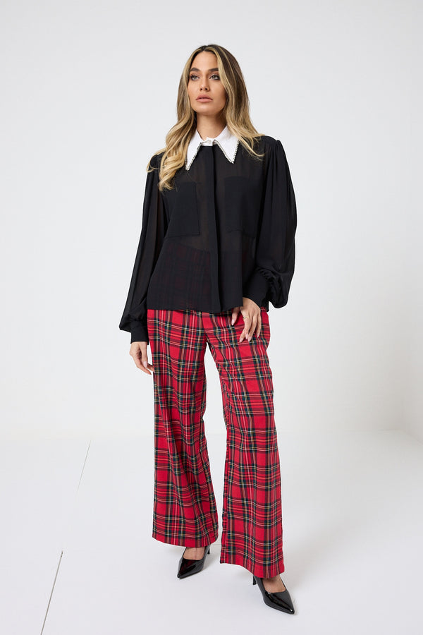 Pantalone tartan rosso FEDERICA BI