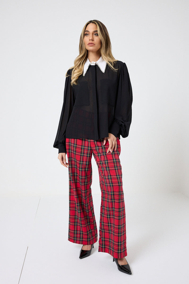 Pantalone tartan rosso FEDERICA BI