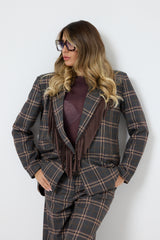 Blazer tartan grigio frange FEDERICA BI