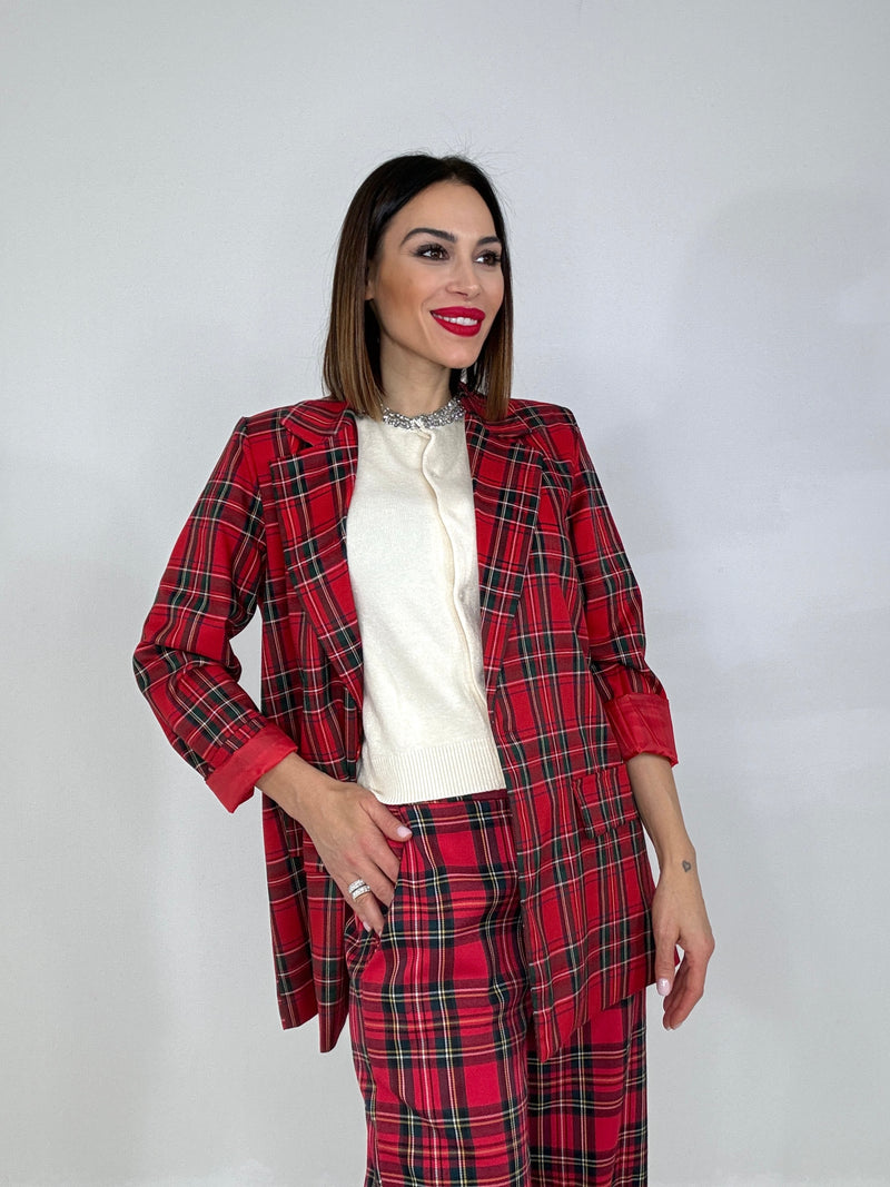 Pantalone tartan rosso FEDERICA BI