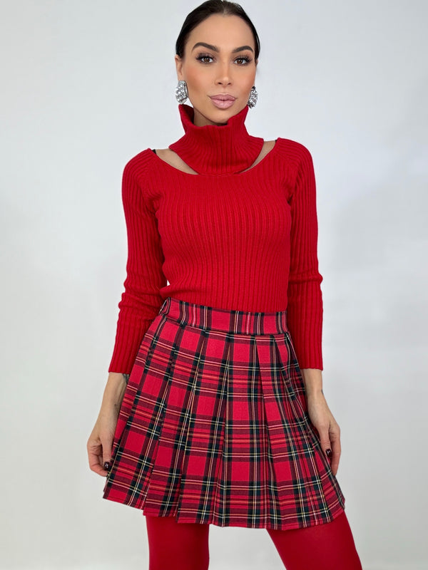 Gonna tartan rosso FEDERICA BI