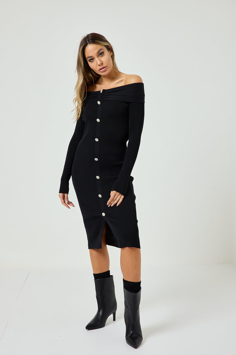 Abito bottoni gioiello FEDERICA BI ( due colori )