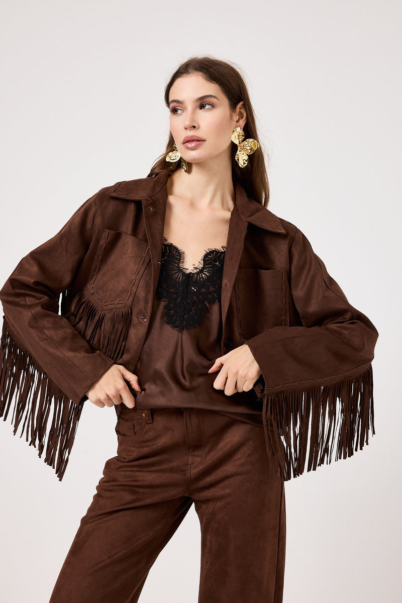 Giacca in ecosuede marrone FEDERICA BI