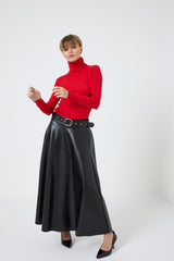 Gonna in ecopelle FEDERICA BI ( nera e bordeaux )