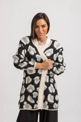 Cardigan animalier avorio FEDERICA BI