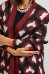 Cardigan animalier bordeaux FEDERICA BI