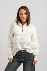 Maglia frange e zip FEDERICA BI (piu’ colori)