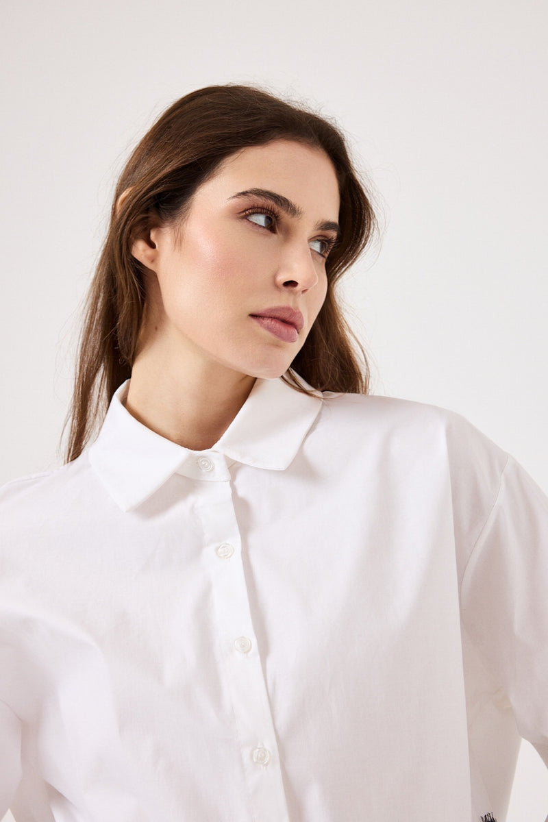 Camicia in cotone e pizzo FEDERICA BI ( bianca e nera )