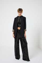 Pantalone nero in paillettes FEDERICA BI
