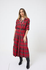Abito tartan rosso FEDERICA BI