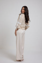 Pantalone in raso beige FEDERICA BI