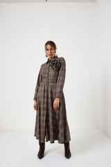 Abito tartan spilla fiore FEDERICA BI