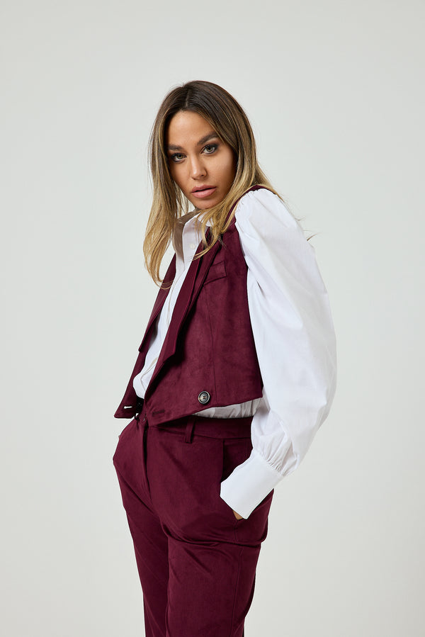 Gilet bordeaux in ecosuede FEDERICA BI