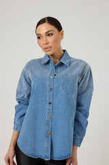 Camicia in denim e cristalli FEDERICA BI
