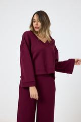 Completo tuta in punto Milano bordeaux FEDERICA BI