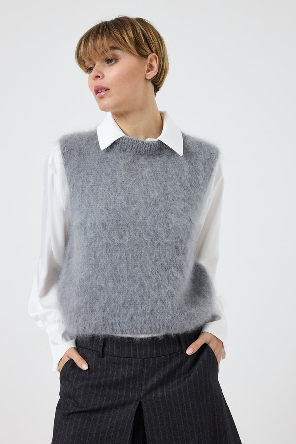 Gilet in mohair perla FEDERICA BI