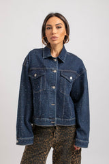 Giacca blu denim cristalli FEDERICA BI
