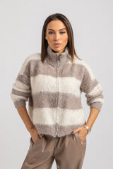 Cardigan riga beige FEDERICA BI