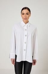Camicia in cotone bottoni gioiello FEDERICA BI