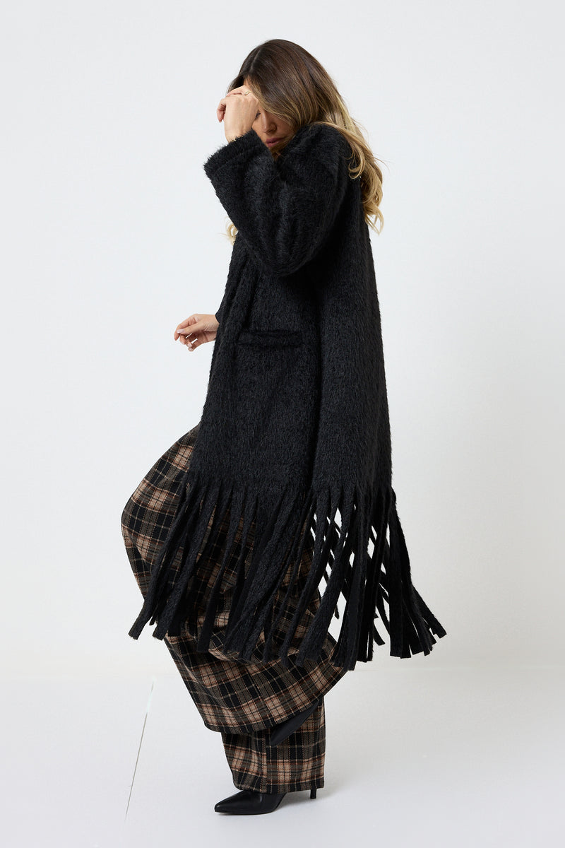 Cappotto lungo con frange FEDERICA BI ( due colori )