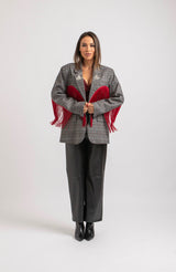 Blazer principe di Galles frange rosse FEDERICA BI