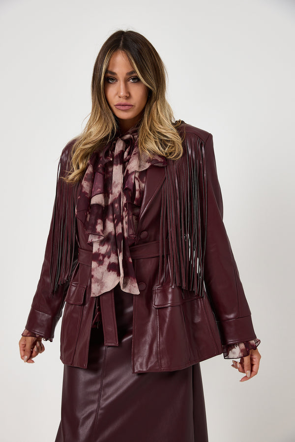 Giacca bordeaux frange FEDERICA BI