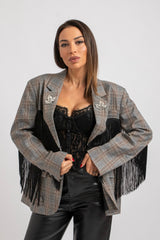Blazer principe di Galles frange nere FEDERICA BI