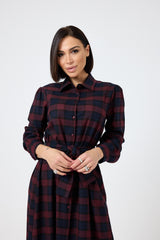 Abito tartan blu bordeaux FEDERICA BI