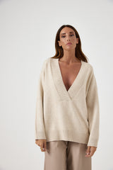 Maglia beige scollo FEDERICA BI