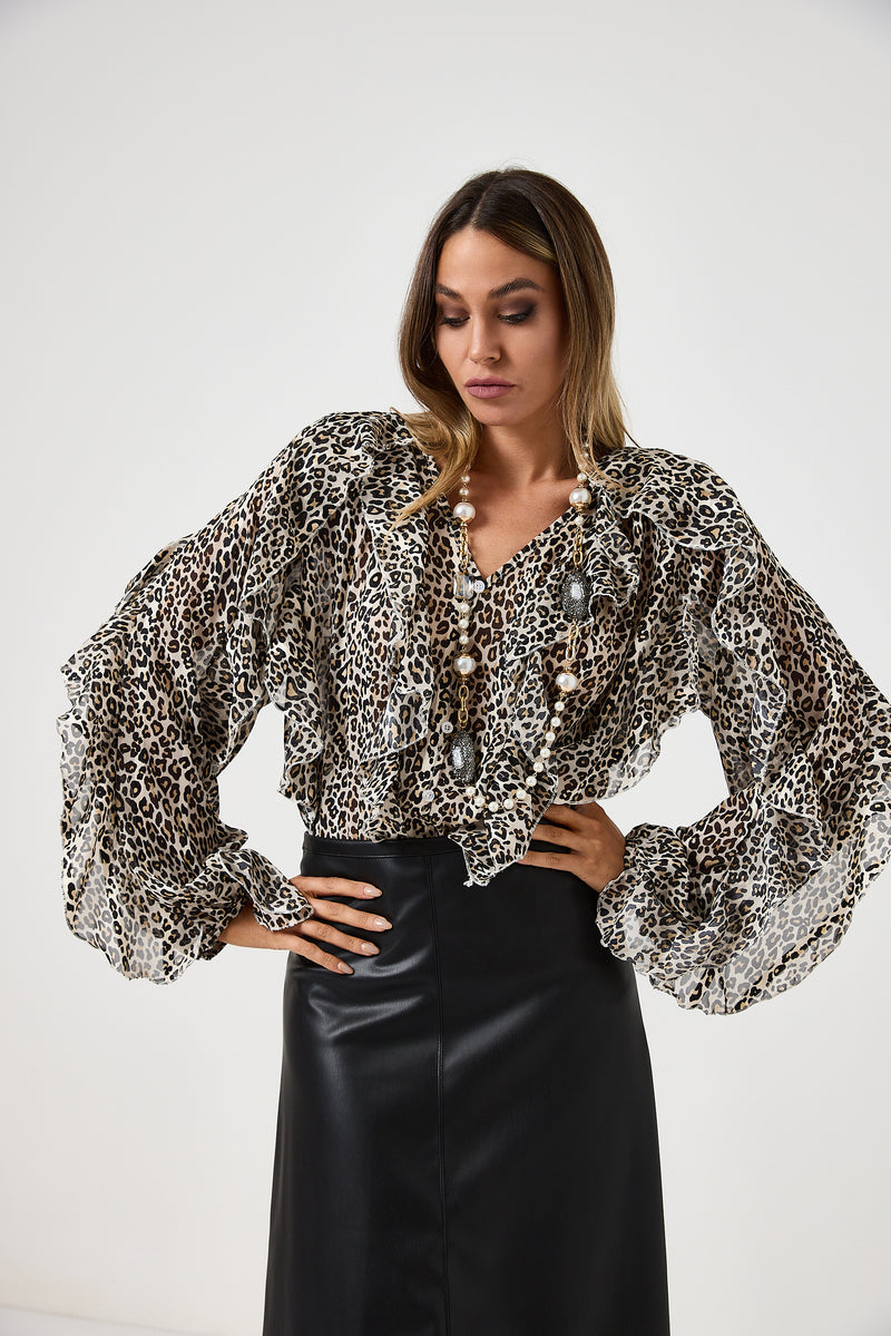 Camicia in chiffon rouge FEDERICA BI
