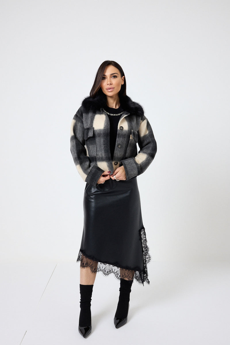 Giacca tartan grigio nero FEDERICA BI