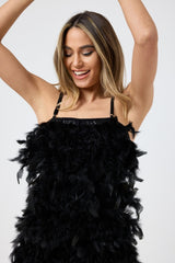 Abito plume nero FEDERICA BI