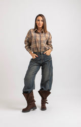 Camicia tartan cristallini e spilla FEDERICA BI