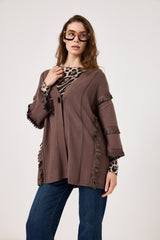 Cardigan frange in ecosuede FEDERICA BI