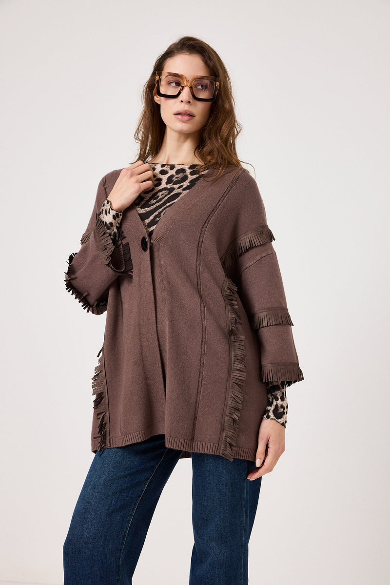 Cardigan frange in ecosuede FEDERICA BI