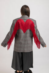 Blazer principe di Galles frange rosse FEDERICA BI