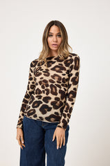 Maglia misto cachemire stampa macu marrone FEDERICA BI