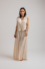 Pantalone in lino crema FEDERICA BI