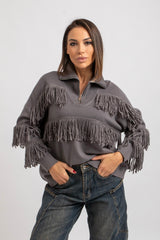 Maglia frange e zip FEDERICA BI (piu’ colori)
