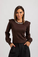Maglia spallina e collo gioiello FEDERICA BI