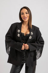 Blazer nero frange FEDERICA BI