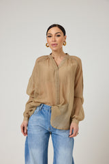 Camicia biscotto perline FEDERICA BI