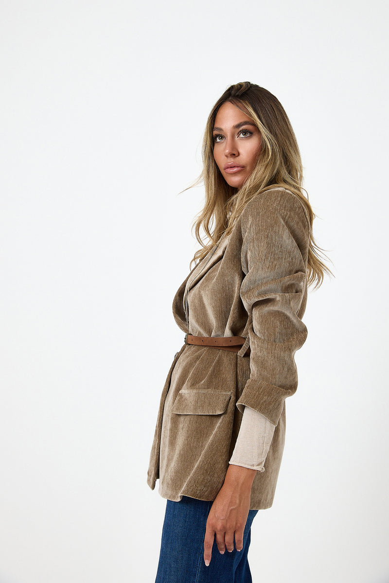 Blazer in velluto beige FEDERICA BI