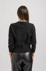 Cardigan nero gioiello FEDERICA BI
