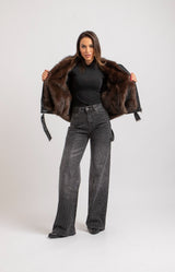 Gilet in pelle ed ecovisone FEDERICA BI