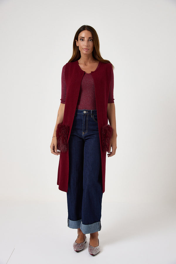 Gilet con tasca in ecofur FEDERICA BI ( vari colori )